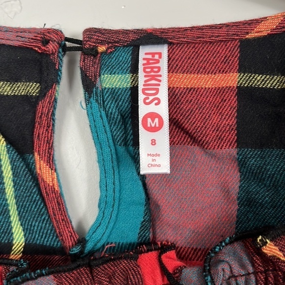 Fabkids Girls Long sleeve smock top in plaid multicolored size M(8) - Picture 2 of 6